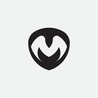 Initial letter MT, TM or M in shield monogram logo. vector