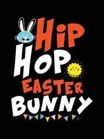 hip hop conejito de pascua feliz día de pascua tipografía letras diseño de camiseta vector