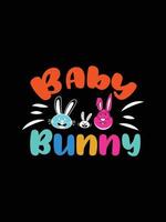 conejito bebé feliz día de pascua tipografía letras diseño de camiseta vector