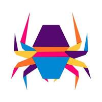 Spider origami. Abstract colorful vibrant spider logo design. Animal origami. Vector illustration