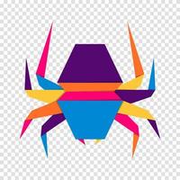 Spider origami. Abstract colorful vibrant spider logo design. Animal origami. Vector illustration