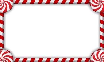 Rectangle candy cane frame with red and white striped lollipop pattern. Vector illustration