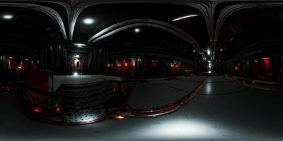 vr360 futuristisches dunkles rechenzentrum mit metall und lichtern