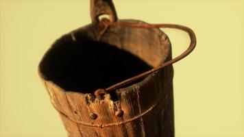 Old used rusted wooden bucket video