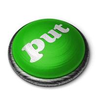 put word on green button isolated on white photo