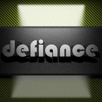 defiance word of iron on carbon photo