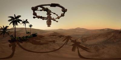 le vaisseau spatial extraterrestre vr 360 tourne au-dessus du désert. OVNI video