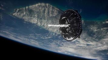 futuristic Space satellite orbiting the earth video