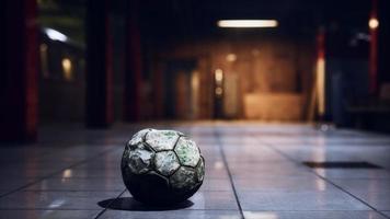 old soccer ball in empty subway video