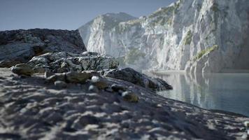 Sand beach among rocks at Atlantic Ocean coast in Portugal video