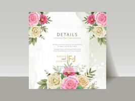 Elegant floral hand drawn wedding invitation card template vector