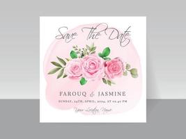 elegante plantilla de tarjeta de invitación de boda dibujada a mano floral vector