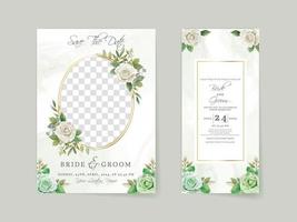 Elegant floral hand drawn wedding invitation card template vector