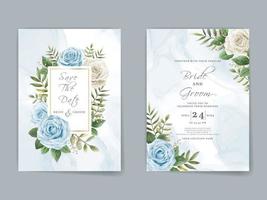 Elegant floral hand drawn wedding invitation card template vector