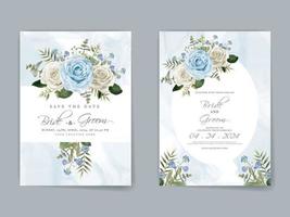Elegant floral hand drawn wedding invitation card template