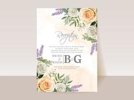 Elegant floral hand drawn wedding invitation card template vector