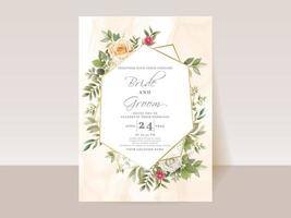 Elegant floral hand drawn wedding invitation card template vector