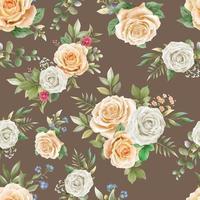 Elegant flowers and leaves watercolor seamless pattern vector