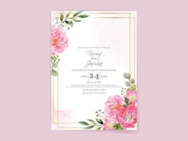 tarjeta de invitación de boda con hermoso diseño de flores rosas vector