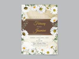 elegante tarjeta de invitaciones de boda acuarela floral vector