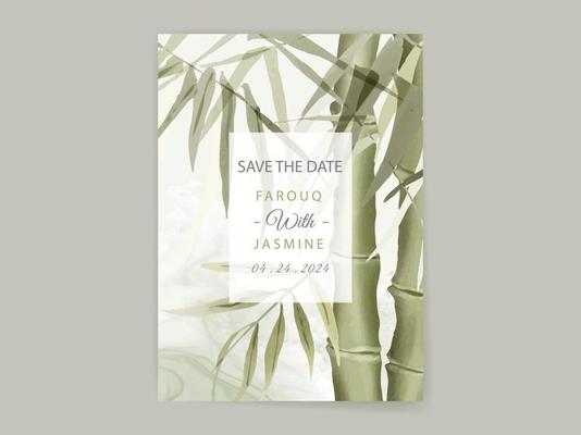 Elegant hand drawn japanese style wedding invitation template