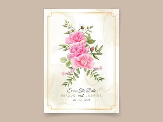 Elegant floral wedding invitation card template