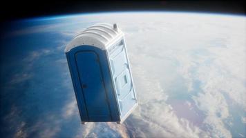 Portable street WC toilet cabin on Earth orbit video