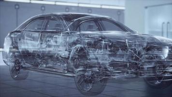 transparent car with engine in laboratory video