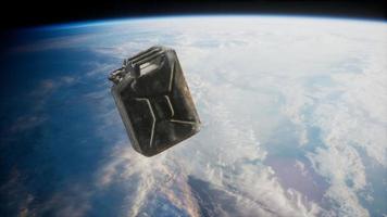 metal vintage and dirty jerrycan on Earth orbit video