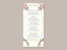 Elegant floral hand drawn wedding invitation card template vector