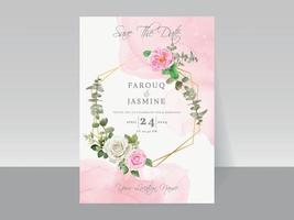 Elegant floral hand drawn wedding invitation card template vector