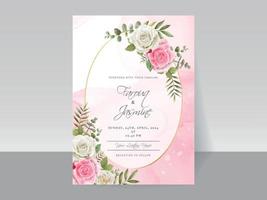 Elegant floral hand drawn wedding invitation card template vector