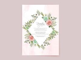 Elegant floral hand drawn wedding invitation card template vector