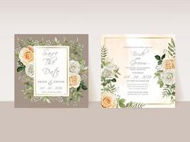 Elegant floral hand drawn wedding invitation card template vector