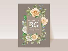 Elegant floral hand drawn wedding invitation card template vector