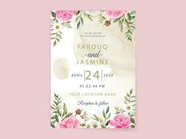 elegante plantilla de tarjeta de invitación de boda floral