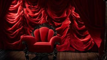 luxuriöse theatervorhangbühne mit stuhl
