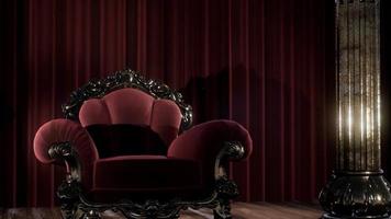 palco de cortina de teatro luxuoso com cadeira