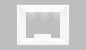 Exhibition stand trade show corporate identity booth mock up box style with downlight template. Empty retail booth design in hall for marketing and event concept vector