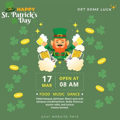 Happy St. Patrick's Day Beer Coin Party Enjoy Illustration Design