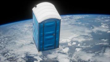 Portable street WC toilet cabin on Earth orbit video