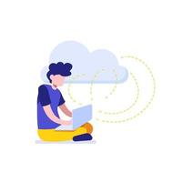 Easy commercial Cloud computing modern flat design concept. security, Upload, maintenance, and development Conceptual vector illustration for web and graphic design.
