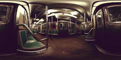 VR360 old underground subway metro wagon video