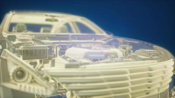 holografische animatie van 3D wireframe automodel met motor video