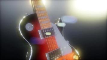 electric guitar in the dark with bright lights