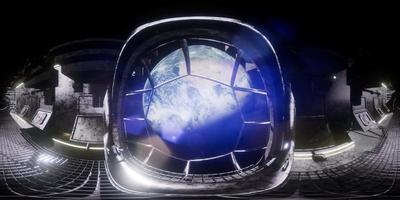 estação espacial internacional orbitando a terra em realidade virtual video