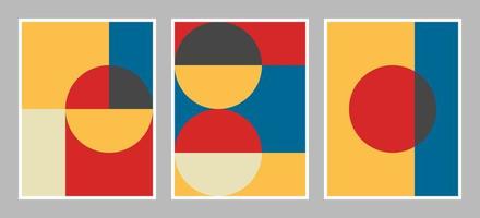 Modern bauhaus background with geometric shapes in red, yellow, blue, black, and white color