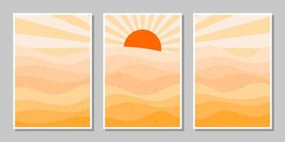 mountain and hill posters with gradation color vector