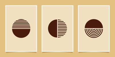 abstract minimalist compositions mid century style wall decoration with circles and arch lines vector