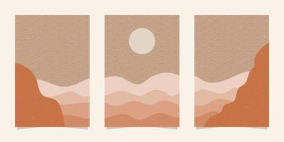 Minimal colorful wavy style Japanese cover set vector